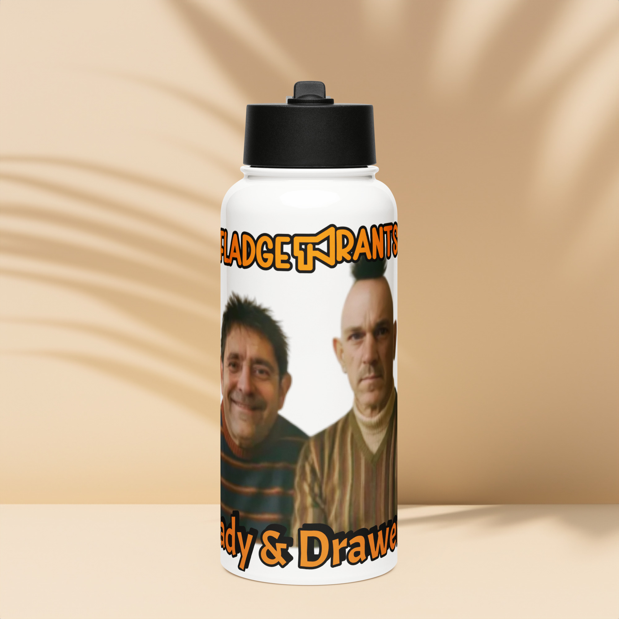 Fladge Rants The Brady & Drawer Show Stainless Steel Water Bottle with a Straw Lid
